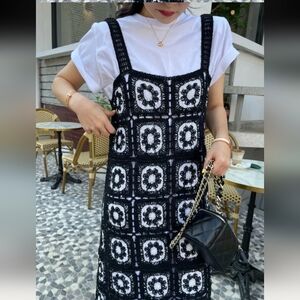 NWOT Black and White Handmade Crochet Dress